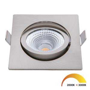 EcoDim 5Watt 2000K - 3000K Vierkante Nikkel Kantelbare LED Inbouwspot