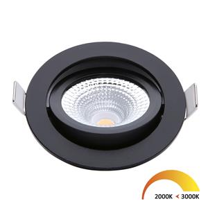 EcoDim 5Watt 2000K - 3000K Ronde Zwarte Kantelbare LED Inbouwspot