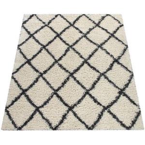 Paco Home Hochflor-Teppich "Kalmar 443", rund, Scandi Design, Rauten Muster, weich & kuschelig