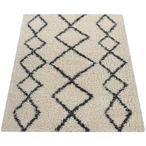 Paco Home Hochflor-Teppich "Kalmar 446", rund, Scandi Design, Rauten Muster, weich & kuschelig