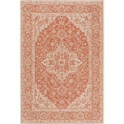 Safavieh Medallion Indoor/Outdoor Woven Area Rug, Beachhouse Collection, BHS137, in Rust & Creme, 79 X 152 cm