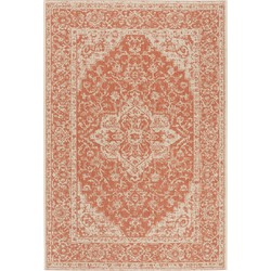 Safavieh Medallion Indoor/Outdoor Woven Area Rug, Beachhouse Collection, BHS137, in Rust & Creme, 79 X 152 cm