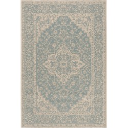 Safavieh Medallion Indoor/Outdoor Woven Area Rug, Beachhouse Collection, BHS137, in Aqua & Cream, 79 X 152 cm