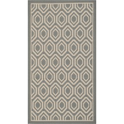 Safavieh Contemporary Indoor/Outdoor Woven Area Rug, Courtyard Collection, CY6902, in Anthracite & Beige, 79 X 152 cm