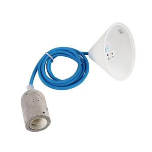Fitting E27 beton grijs snoer blauw
