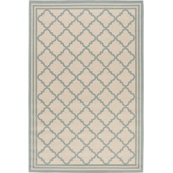 Safavieh Trellis Indoor/Outdoor Woven Area Rug, Beachhouse Collection, BHS121, in Cream & Aqua, 91 X 152 cm