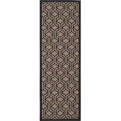 Safavieh Contemporary Indoor/Outdoor Woven Area Rug, Courtyard Collection, CY6114, in Brown & Black, 69 X 201 cm