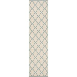 Safavieh Trellis Indoor/Outdoor Woven Area Rug, Beachhouse Collection, BHS122, in Cream & Aqua, 61 X 244 cm