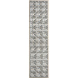 Safavieh Geometric Indoor/Outdoor Woven Area Rug, Beachhouse Collection, BHS128, in Cream & Blue, 61 X 244 cm