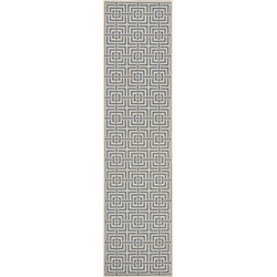 Safavieh Geometric Indoor/Outdoor Woven Area Rug, Beachhouse Collection, BHS128, in Cream & Blue, 61 X 244 cm