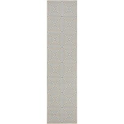 Safavieh Geometric Indoor/Outdoor Woven Area Rug, Beachhouse Collection, BHS123, in Cream & Blue, 61 X 244 cm