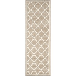 Safavieh Moroccan Trellis  Indoor/Outdoor Woven Area Rug, Amherst Collection, AMT422, in Wheat & Beige, 69 X 213 cm