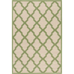 Safavieh Trellis Indoor/Outdoor Woven Area Rug, Beachhouse Collection, BHS122, in Cream & Olive, 122 X 183 cm