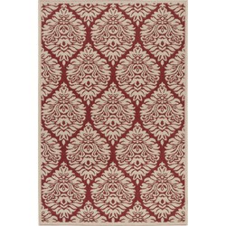 Safavieh Damask Indoor/Outdoor Woven Area Rug, Beachhouse Collection, BHS135, in Red & Creme, 122 X 183 cm