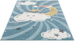 Carpet City Vloerkleed voor de kinderkamer Anime9380 Vloerkleed maan, wolken, sterren, zachte pool