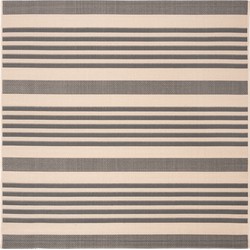 Safavieh Striped Indoor/Outdoor Woven Area Rug, Courtyard Collection, CY6062, in Grey & Bone, 160 X 160 cm