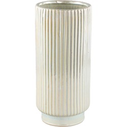 PTMD Collection PTMD Eviera Pearl shiny glazed ceramic pot ribbed round