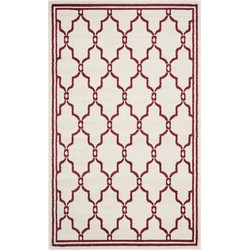 Trellis Indoor/Outdoor Woven Area Rug, Amherst Collection, AMT414, in Ivory & Red, 122 X 183 cm