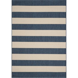 Safavieh Contemporary Indoor/Outdoor Woven Area Rug, Courtyard Collection, CYB6600, in Navy & Beige, 152 X 213 cm