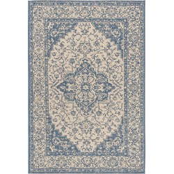 Safavieh Medallion Indoor/Outdoor Woven Area Rug, Beachhouse Collection, BHS137, in Cream & Blue, 155 X 229 cm