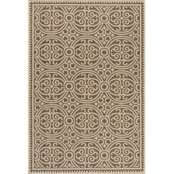 Safavieh Medallion Indoor/Outdoor Woven Area Rug, Beachhouse Collection, BHS134, in Cream & Beige, 155 X 229 cm