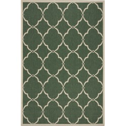 Safavieh Trellis Indoor/Outdoor Woven Area Rug, Beachhouse Collection, BHS125, in Green & Creme, 155 X 229 cm