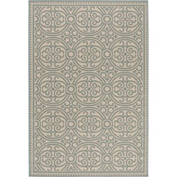 Safavieh Medallion Indoor/Outdoor Woven Area Rug, Beachhouse Collection, BHS134, in Aqua & Cream, 160 X 229 cm