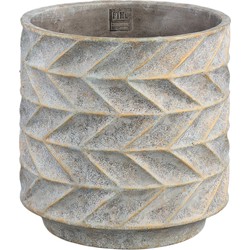 PTMD Collection PTMD Roah Blue cement pot carved round big S