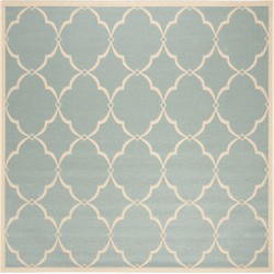 Safavieh Trellis Indoor/Outdoor Woven Area Rug, Beachhouse Collection, BHS125, in Aqua & Cream, 201 X 201 cm