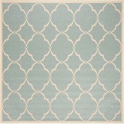 Safavieh Trellis Indoor/Outdoor Woven Area Rug, Beachhouse Collection, BHS125, in Aqua & Cream, 201 X 201 cm