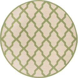 Safavieh Trellis Indoor/Outdoor Woven Area Rug, Beachhouse Collection, BHS122, in Cream & Olive, 201 X 201 cm