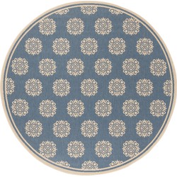 Safavieh Small Medallion Indoor/Outdoor Woven Area Rug, Beachhouse Collection, BHS181, in Cream & Blue, 201 X 201 cm