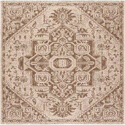 Safavieh Medallion Indoor/Outdoor Woven Area Rug, Beachhouse Collection, BHS138, in Beige & Cream, 201 X 201 cm