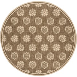 Safavieh Small Medallion Indoor/Outdoor Woven Area Rug, Beachhouse Collection, BHS181, in Beige & Cream, 201 X 201 cm