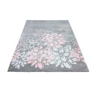 Home affaire Hochflor-Teppich "Susan", rechteckig, angenehme Haptik, florales Muster, Blumen, Wohnzimmer, Schlafzimmer