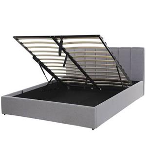Beliani Bed met opbergruimte stof lichtgrijs 140 x 200 cm DREUX