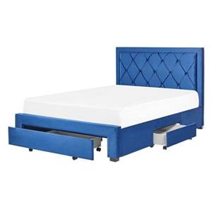 Beliani LIEVIN Bed met opberger Blauw 140x200