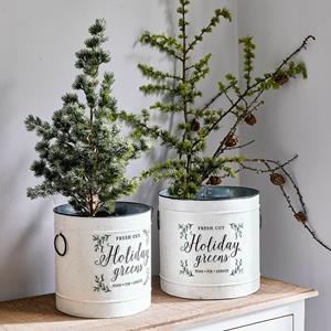 Loberon Bloempot set van 2 Holiday Greens