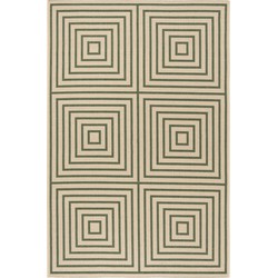 Safavieh Geometric Indoor/Outdoor Woven Area Rug, Beachhouse Collection, BHS123, in Cream & Green, 201 X 290 cm
