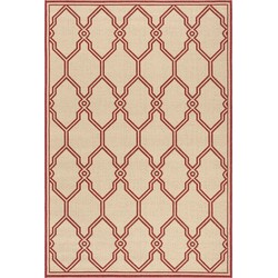Safavieh Trellis Indoor/Outdoor Woven Area Rug, Beachhouse Collection, BHS124, in Red & Creme, 201 X 290 cm