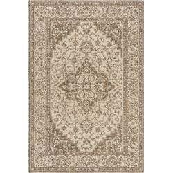 Safavieh Medallion Indoor/Outdoor Woven Area Rug, Beachhouse Collection, BHS137, in Cream & Beige, 201 X 290 cm