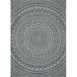 Safavieh Contemporary Indoor/Outdoor Woven Area Rug, Courtyard Collection, CY8734, in Light Grey & Blue, 201 X 290 cm