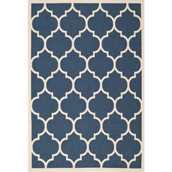 Safavieh Trellis Indoor/Outdoor Woven Area Rug, Courtyard Collection, CY6914, in Navy & Beige, 201 X 290 cm