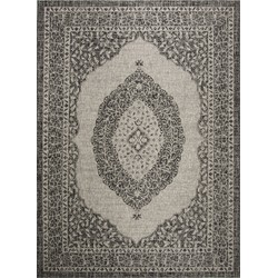 Safavieh Contemporary Indoor/Outdoor Woven Area Rug, Courtyard Collection, CY8751, in Light Grey & Black, 201 X 290 cm