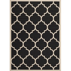 Safavieh Trellis Indoor/Outdoor Woven Area Rug, Courtyard Collection, CY6914, in Black & Beige, 201 X 290 cm