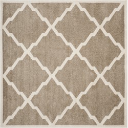 Safavieh Trellis Indoor/Outdoor Woven Area Rug, Amherst Collection, AMT421, in Wheat & Beige, 213 X 213 cm