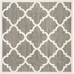 Safavieh Trellis Indoor/Outdoor Woven Area Rug, Amherst Collection, AMT423, in Dark Grey & Beige, 213 X 213 cm