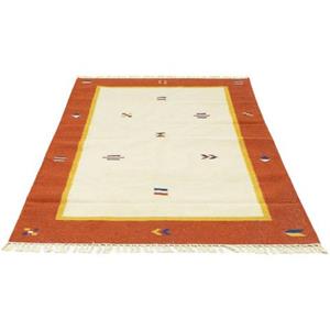 morgenland Wollteppich "Kelim Teppich handgewebt beige", rechteckig, Kurzflor