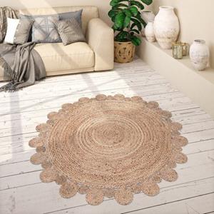 Paco Home Teppich "Viborg 592", rund, handgefertigter Natur-Teppich, Jute, Boho, Ethno