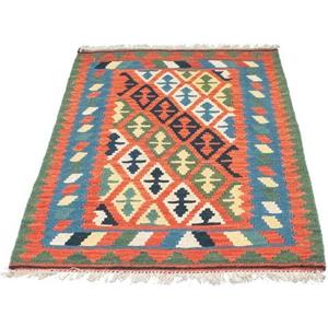 morgenland Wollteppich "Kelim Fars Teppich handgewebt orange", rechteckig, Kurzflor